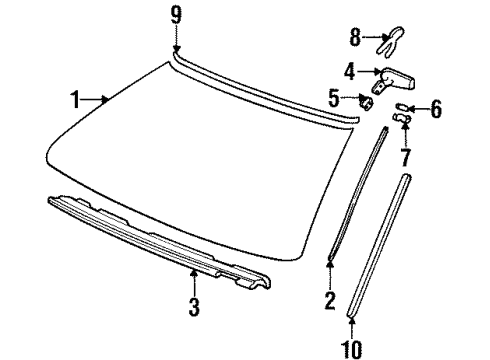 1996 Chevy Lumina Windshield Glass, Reveal Moldings Diagram
