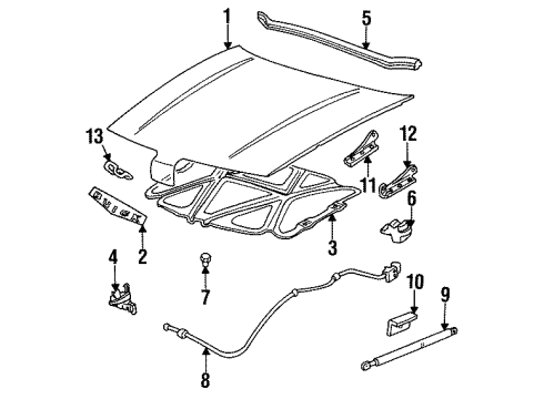 1994 Buick Skylark Hood & Components Diagram