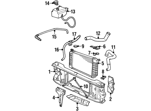 1992 GMC C2500 Radiator & Components, Radiator Support Diagram 4 - Thumbnail