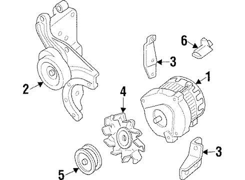 1989 Chevy Beretta Pulley Brace Diagram for 10222129