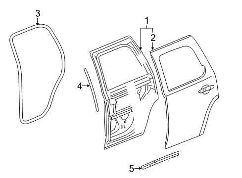 2010 Cadillac Escalade Front Weatherstrip, Driver Side Diagram for 15792912
