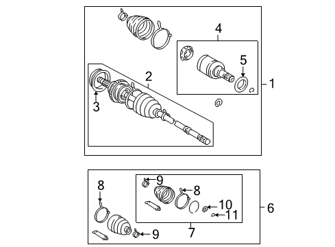 2004 Pontiac Vibe Outer CV Joint Diagram for 88973977
