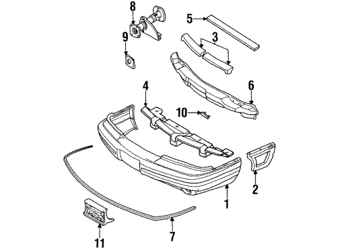 1995 Pontiac Bonneville Bumper Cover, Front Diagram for 25556915