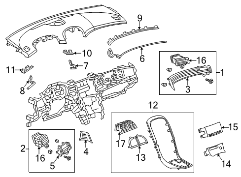 2015 Chevy Malibu Center Bezel Diagram for 22998935