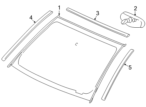 2007 Saturn Vue Windshield Glass, Reveal Moldings Diagram 2 - Thumbnail