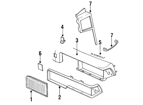 1988 Oldsmobile Cutlass Calais Emblem, Front Diagram for 22528812