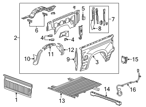 2019 Chevy Silverado 1500 LD Pick Up Box Components Diagram