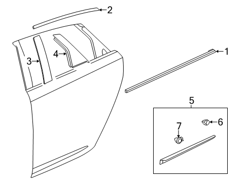 2014 Cadillac XTS Exterior Trim - Rear Door Diagram