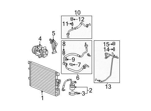 2007 Chevy Equinox A/C Condenser, Compressor & Lines Diagram