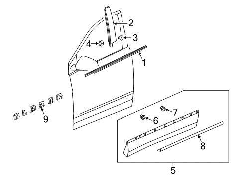 2021 Chevy Blazer Exterior Trim - Front Door Diagram