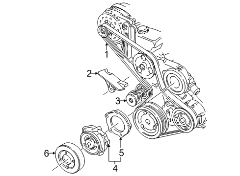 2001 Pontiac Montana Water Pump, Belts & Pulleys Diagram