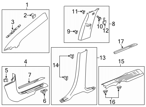 2018 Buick Enclave Interior Trim - Pillars, Rocker & Floor Diagram