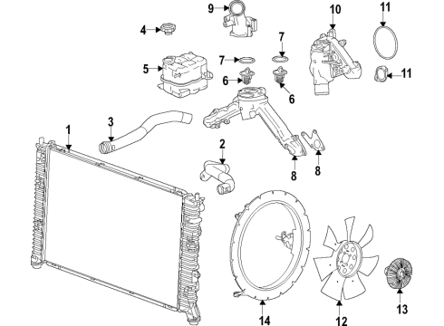2022 GMC Sierra 2500 HD Auxiliary Radiator Diagram for 84098260