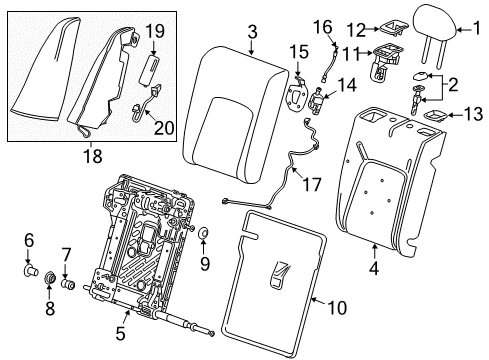 2020 Buick Regal Sportback Seat Back Pad, Rear Diagram for 39119141