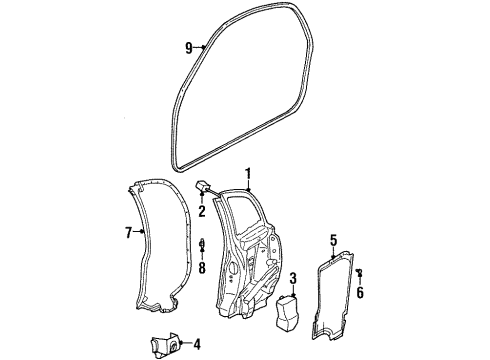 2001 Saturn SC1 Weatherstrip, Driver Side Diagram for 21160145