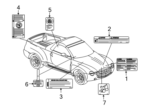 2005 Chevy SSR Information Labels Diagram