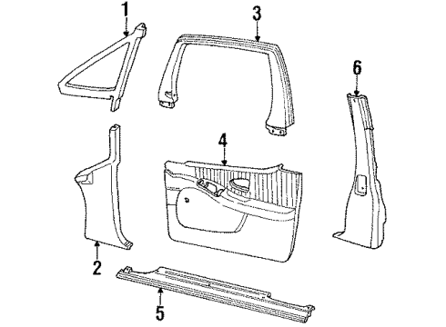 1996 Oldsmobile Silhouette Door Trim, Passenger Side Diagram for 10257737