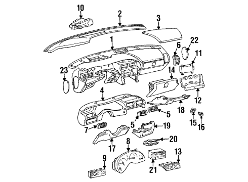 1994 Pontiac Grand Prix Crash Pad Diagram for 10276030