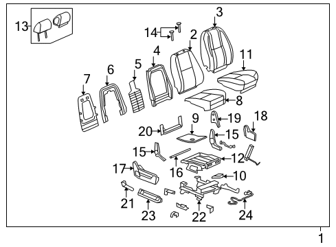 2007 Cadillac Escalade Front Seat Components Diagram 5 - Thumbnail