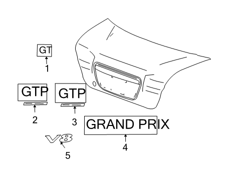 2005 Pontiac Grand Prix Nameplate, Rear Diagram for 10378110