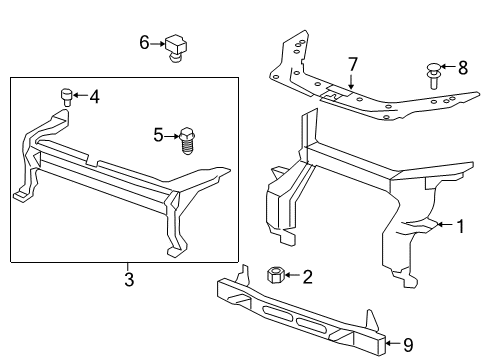 2008 GMC Acadia Radiator Support Diagram