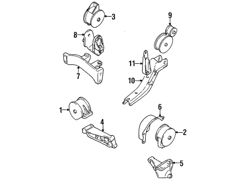 1998 Chevy Metro Front Bracket Diagram for 96066383