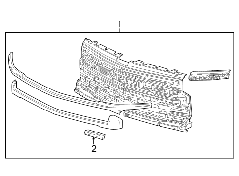 2022 Chevy Silverado 1500 LTD Grille & Components Diagram 6 - Thumbnail