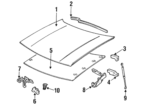 1995 Oldsmobile 98 Hood & Components Diagram