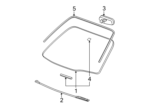 2007 Buick LaCrosse Windshield Glass, Reveal Moldings Diagram
