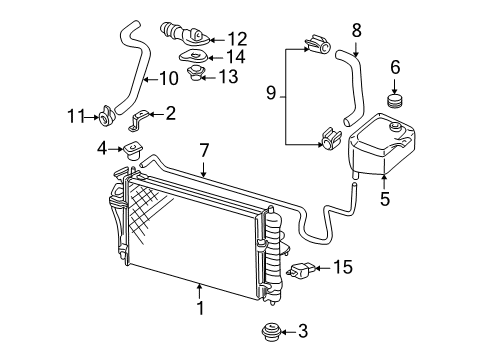 2003 Buick Park Avenue Radiator & Components Diagram