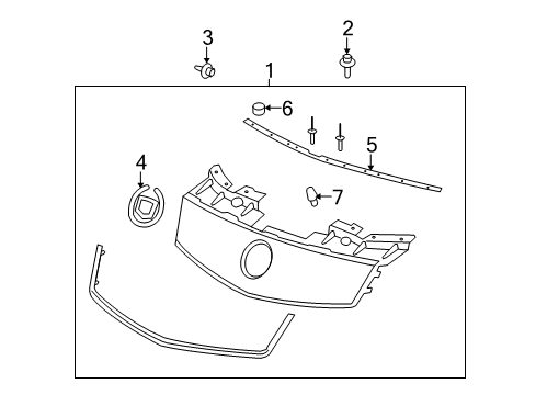 2007 Cadillac STS Grille & Components Diagram 3 - Thumbnail