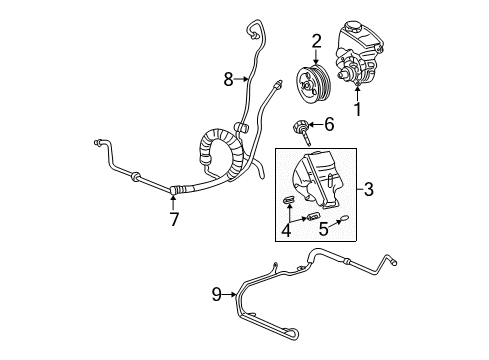 2002 Pontiac Aztek Power Steering Pump Diagram for 19369069