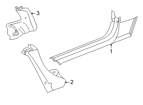 2003 Chevy Corvette Interior Trim - Pillars, Rocker & Floor Diagram