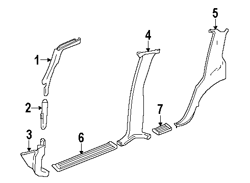 1999 GMC Yukon Interior Trim - Pillars, Rocker & Floor Diagram