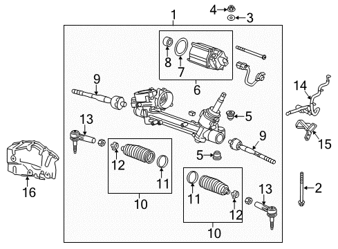 2016 Chevy Malibu Limited Outer Tie Rod, Driver Side Diagram for 13354596