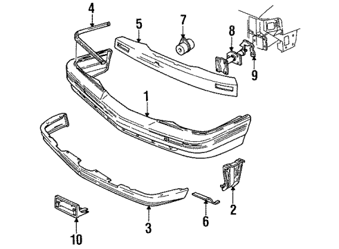 1990 Pontiac Grand Am Bumper Cover, Front Diagram for 22545469