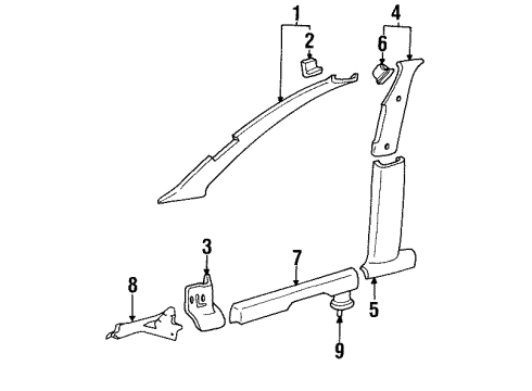 GM 30013765 Center Pillar Trim, Passenger Side 30013765 GM Center Pillar Trim, Passenger Side