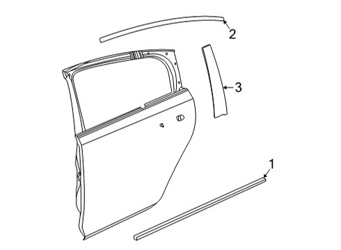 GM 85597810 Molding, Rear Side Door Window Reveal 85597810 GM Molding, Rear Side Door Window Reveal