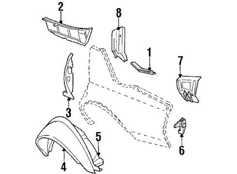 GM 3529910 Inner Wheelhouse, Passenger Side 3529910 GM Inner Wheelhouse, Passenger Side