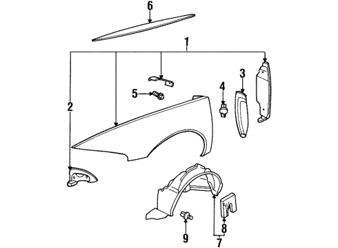25677140 GM Fender Reinforcement, Front Passenger Side