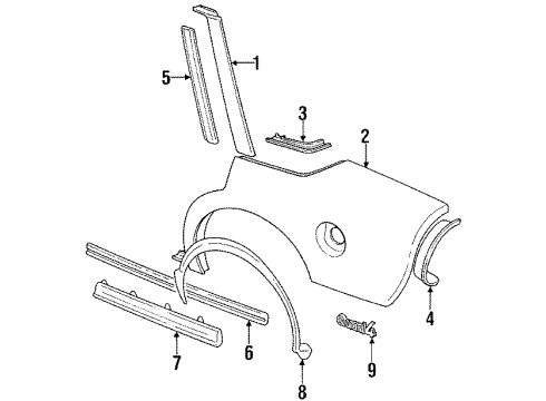 88892200 GM Center Molding, Front Driver Side