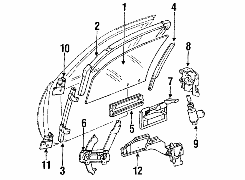 GM 10163977 Door Glass, Clear, Front Driver Side 10163977 GM Door Glass, Clear, Front Driver Side