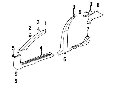 GM 25720769 Windshield Pillar Trim, Gray, Upper Driver Side 25720769 GM Windshield Pillar Trim, Gray, Upper Driver Side
