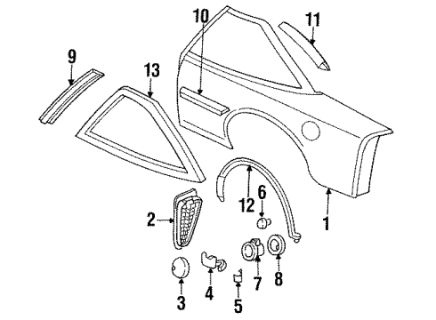 GM 10127958 Quarter Panel, Rear Outer Passenger Side 10127958 GM Quarter Panel, Rear Outer Passenger Side