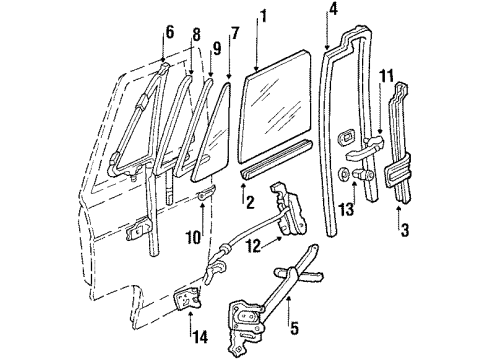 14040342 GM Window Regulator, Front Passenger Side