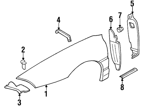 25644701 GM Fender, Front Passenger Side