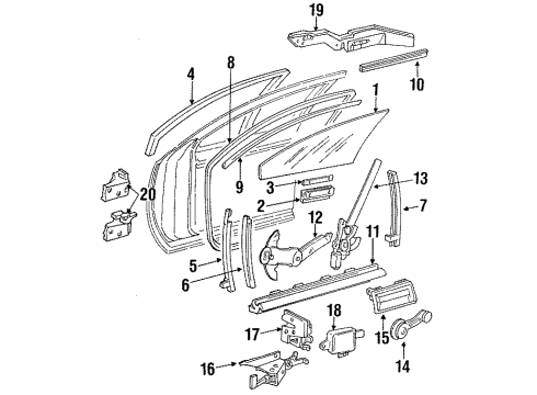 GM 16621638 Window Regulator, Front Passenger Side 16621638 GM Window Regulator, Front Passenger Side