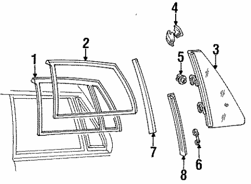 GM 20252646 Quarter Glass, Passenger Side 20252646 GM Quarter Glass, Passenger Side