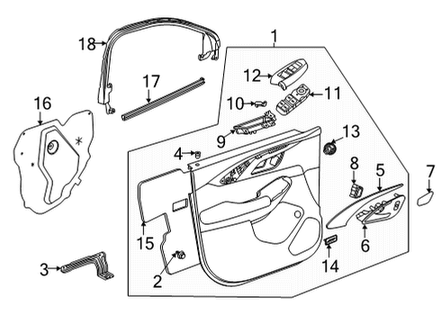 42856434 GM Trim, Front Door Trim