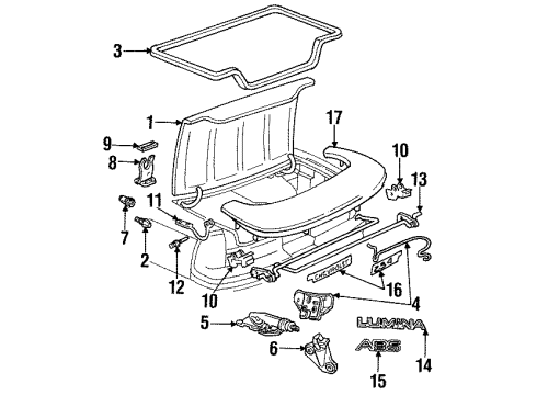 GM 12502355 Lid, Rear 12502355 GM Lid, Rear